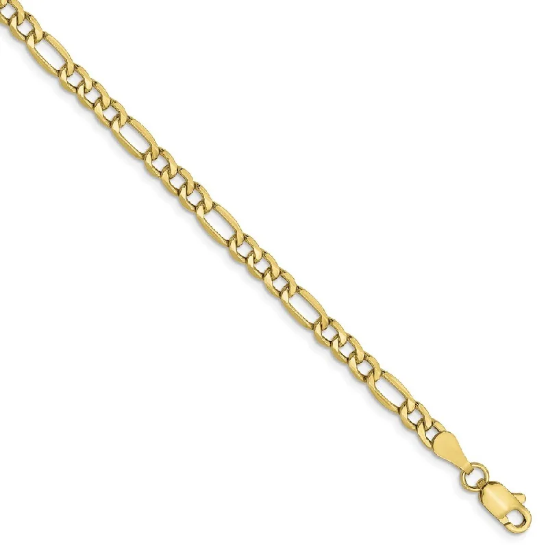 Medieval style bracelet-10k Yellow Gold 3.5mm Semi-Solid Figaro Chain Bracelet, 7"