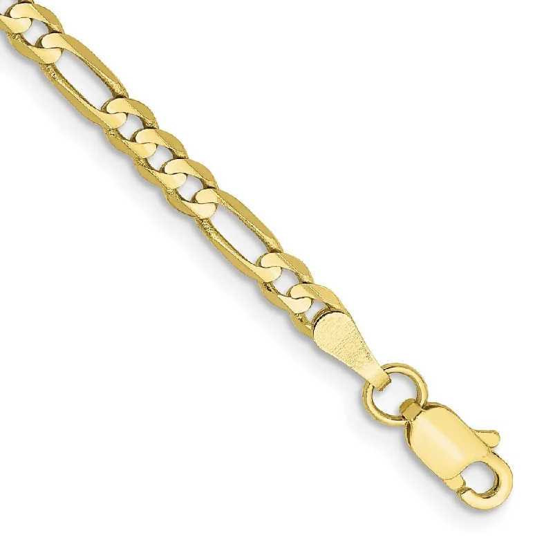 Stencil dye bracelet-10k Yellow Gold 3mm Concave Figaro Chain Bracelet, 7"