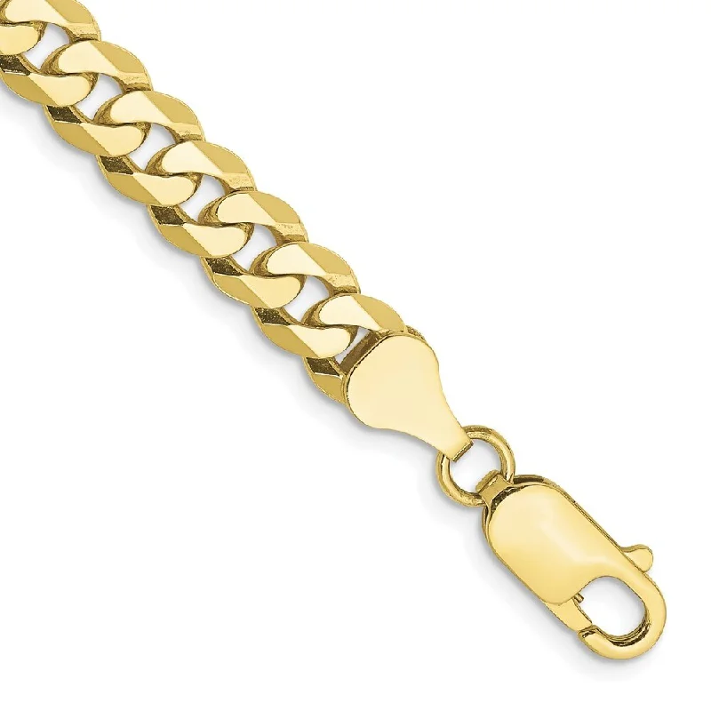 Cavern band bracelet-10k Yellow Gold 6.25mm Flat Beveled Curb Chain Bracelet, 8"