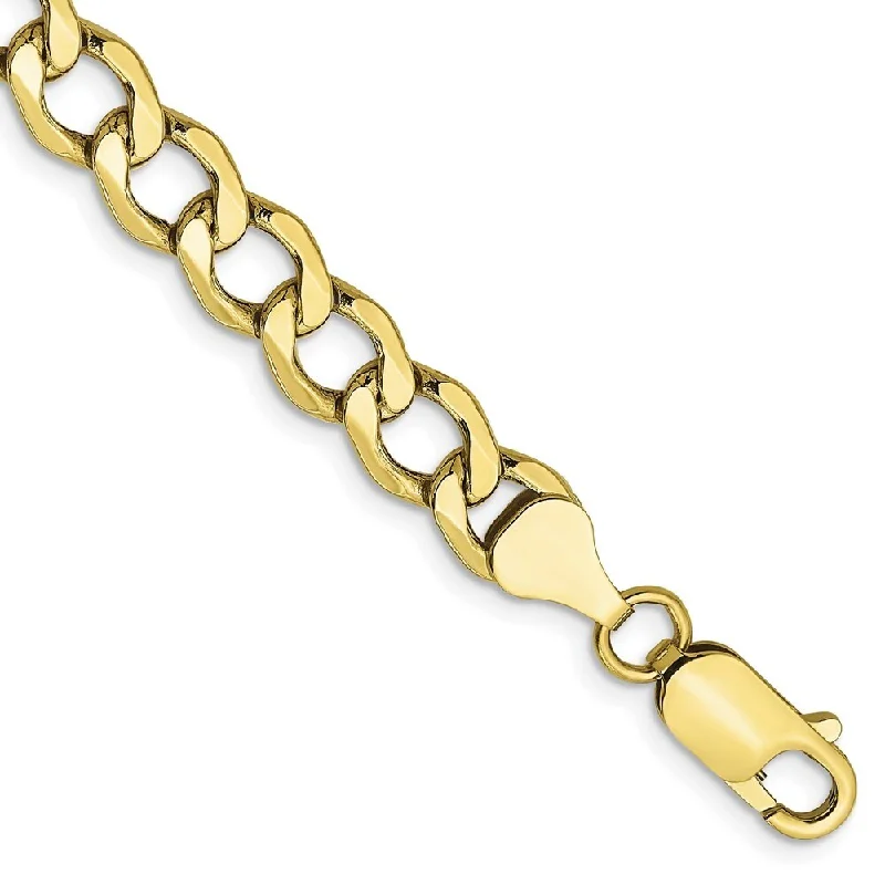 Silk strip bracelet-10k Yellow Gold 6.5mm Semi-Solid Curb Link Chain Bracelet, 7"