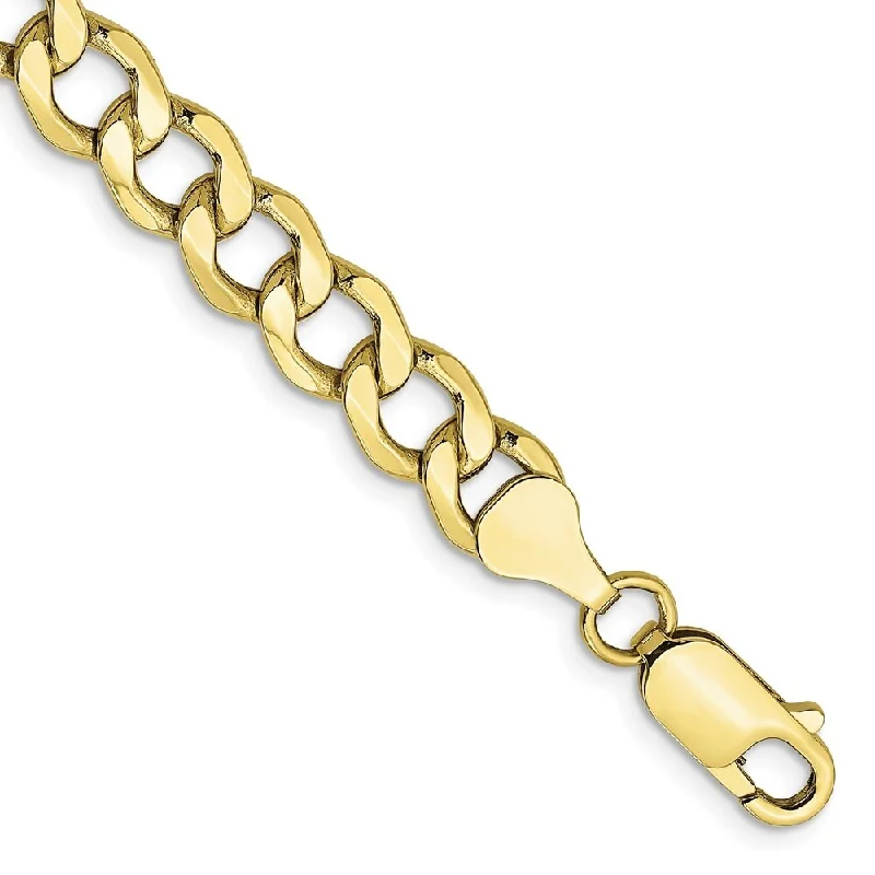 Stamped pattern bracelet-10k Yellow Gold 7mm Semi-Solid Curb Link Chain Bracelet, 8"