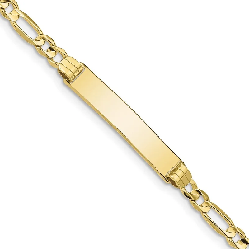 Brass cast bracelet-10k Yellow Gold Figaro Link ID Bracelet, 7" (W-5.37mm)