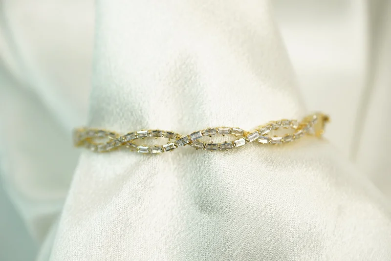 Cast metal bracelet-14k Crystal Bonding Bangle Bracelet