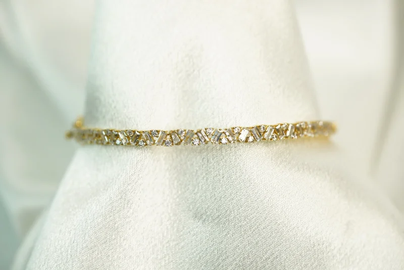 Welded edge bracelet-14k Crystallized Line Bangle Bracelet