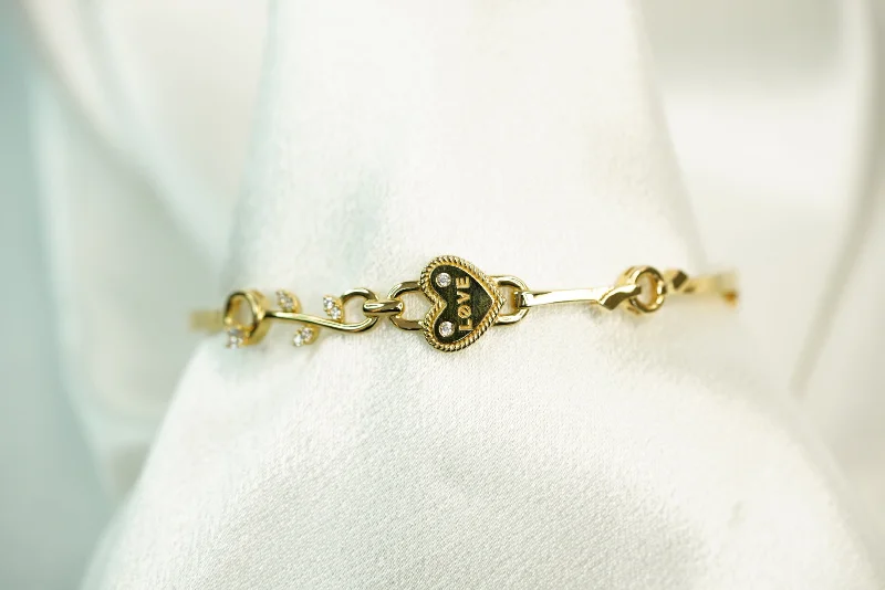 Ripple stripe bracelet-14k Heart Love Bangle Bracelet