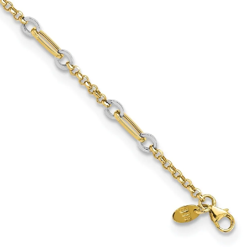 Luster druzy bracelet-14k Two-tone Fancy Oval Link and Chain Bracelet, 7.25" w/.5 in Extender