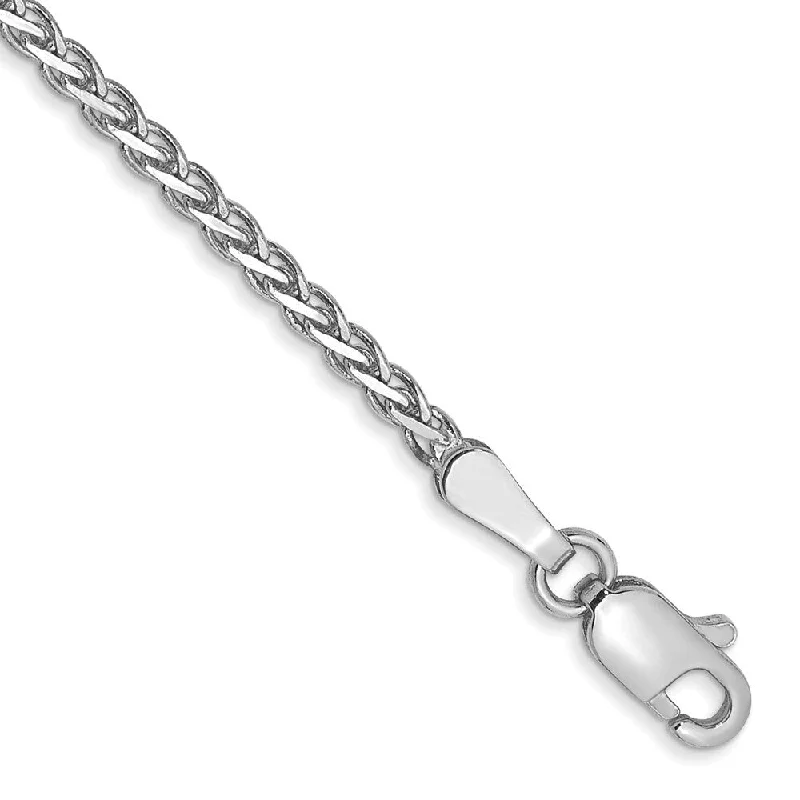 Woolen felt bracelet-14k White Gold 1.8mm Flat Wheat Chain Bracelet, 7"