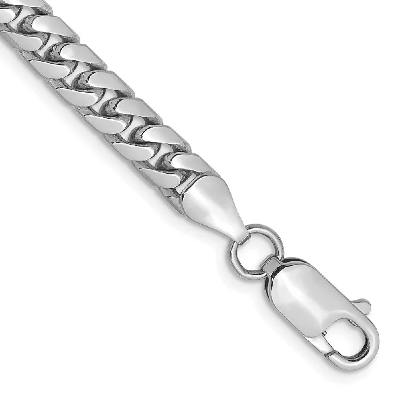 Shaved band bracelet-14k White Gold 5mm Solid Miami Cuban Chain Bracelet, 7"