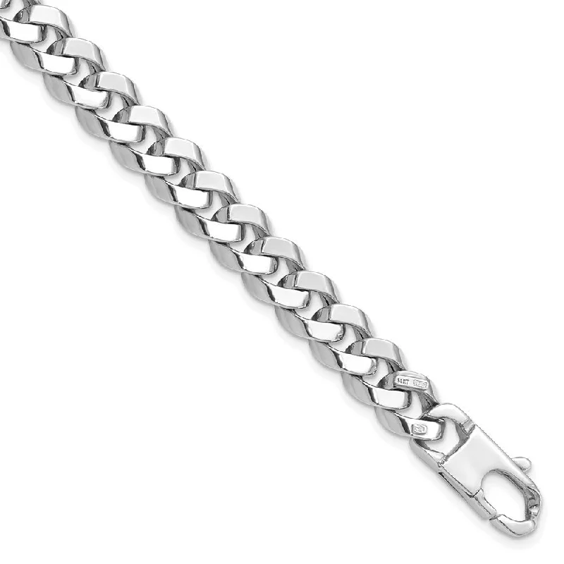 Ripple stripe bracelet-14k White Gold 8.5mm Beveled Curb Bracelet, 8"