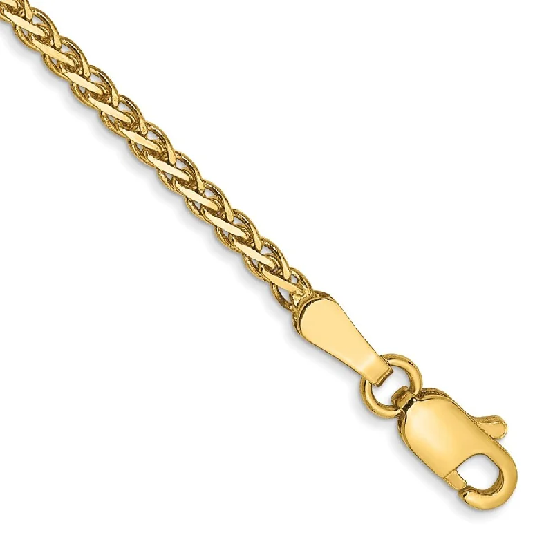 Brass cast bracelet-14k Yellow Gold 1.8mm Flat Wheat Chain Bracelet, 7"