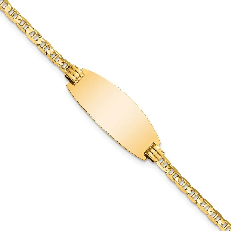 Ocean ripple bracelet-14k Yellow Gold 10.5mm Oval Anchor ID Bracelet, 7"