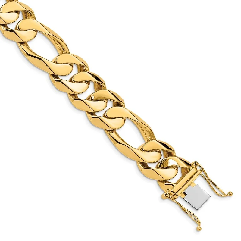 Stellar glow bracelet-14k Yellow Gold 15.7mm Fancy Heavy Figaro Link Bracelet, 8.25"