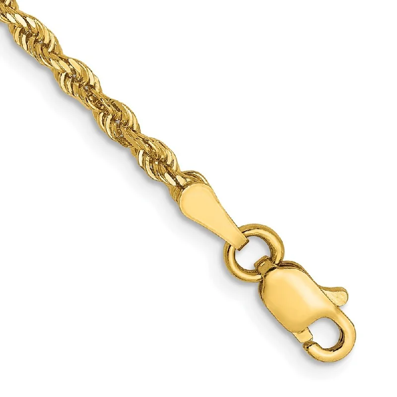 Linked band bracelet-14k Yellow Gold 2.5mm Diamond-Cut Rope Chain Bracelet, 7"