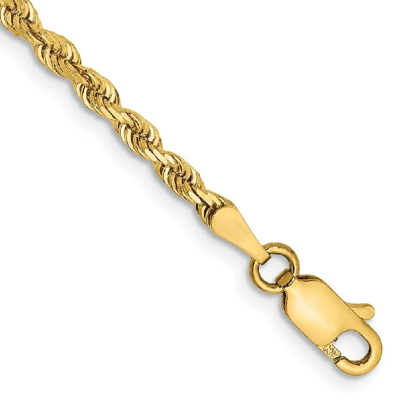 Prismatic light bracelet-14k Yellow Gold 2.75mm Diamond-Cut Quadruple Rope Chain Bracelet, 7"