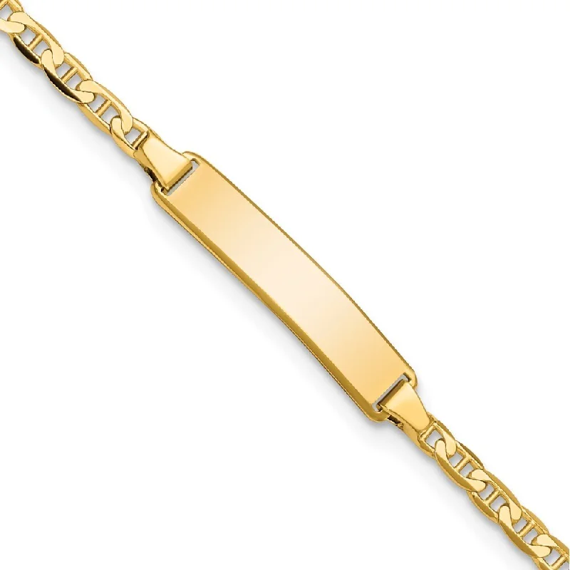 Lined stone bracelet-14k Yellow Gold 3.5mm Flat Anchor Link ID Bracelet, 5.5"