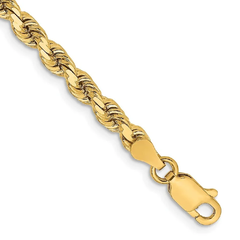 Marigold amber bracelet-14k Yellow Gold 3.75mm Diamond-Cut Rope Chain Bracelet, 7"