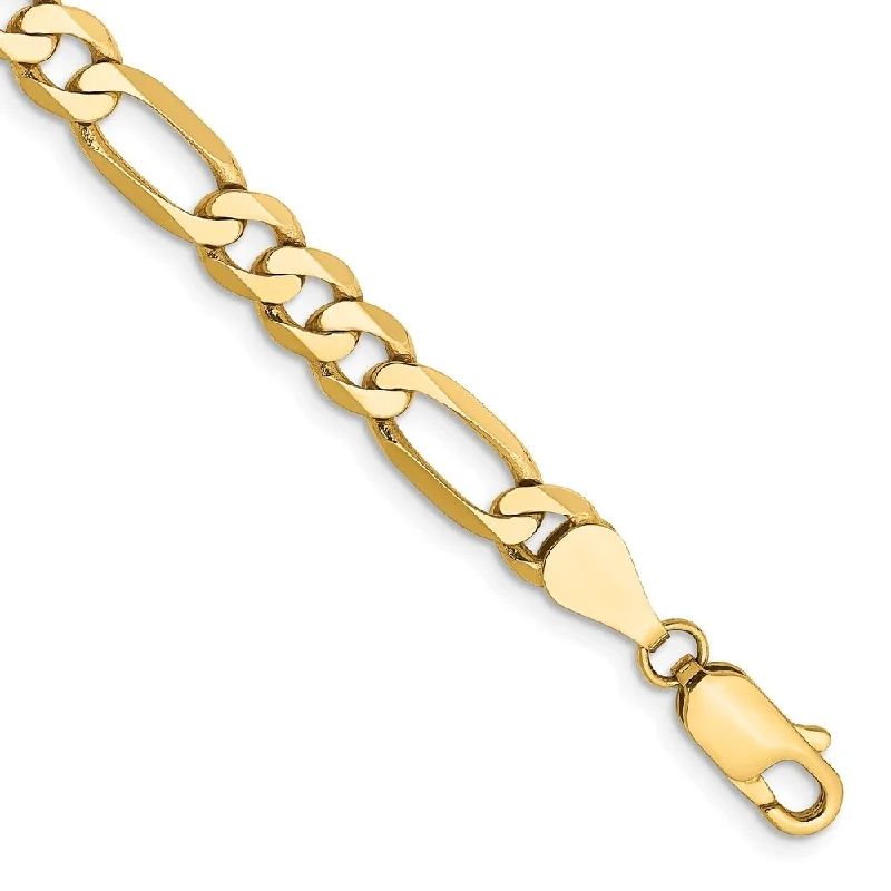 Cedar nut bracelet-14k Yellow Gold 5.25mm Flat Figaro Chain Bracelet, 7"