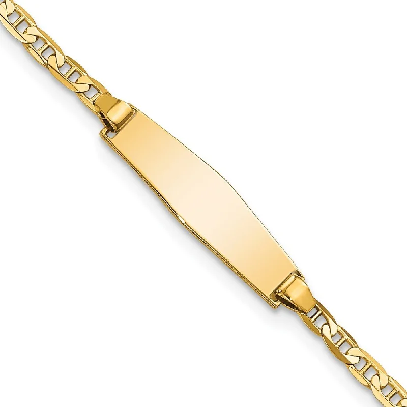 Stencil dye bracelet-14k Yellow Gold 5.2mm Soft Diamond Shape Flat Anchor Link ID Bracelet, 6"