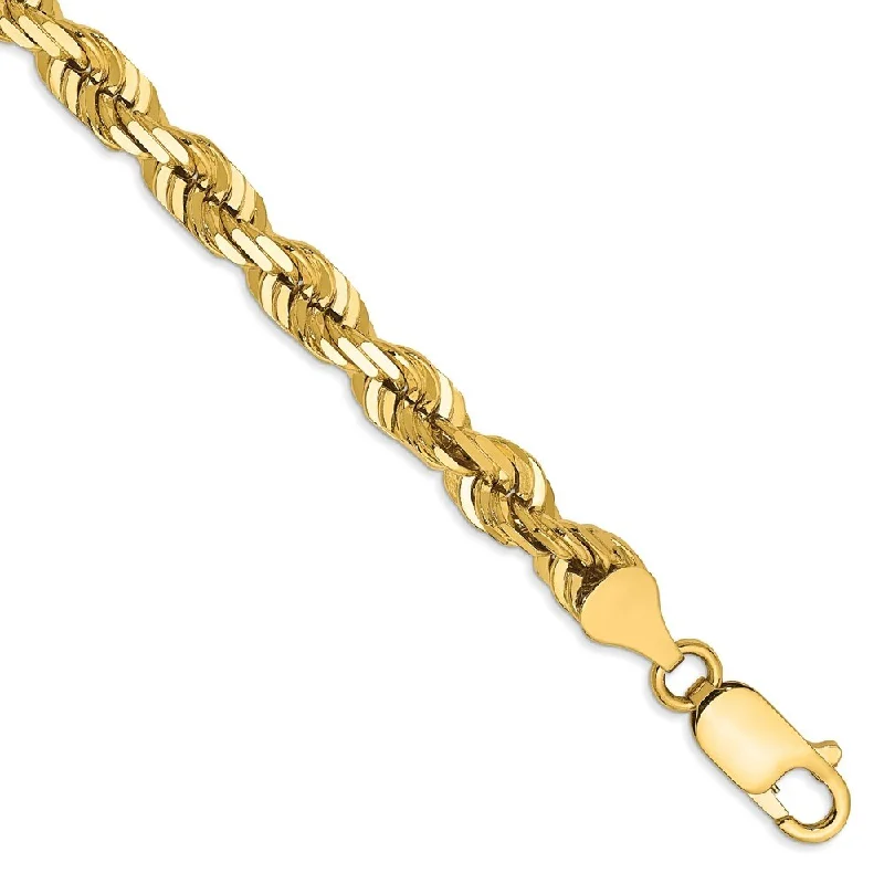 Luster druzy bracelet-14k Yellow Gold 5.5mm Diamond-Cut Rope with Lobster Clasp Chain Bracelet, 7"