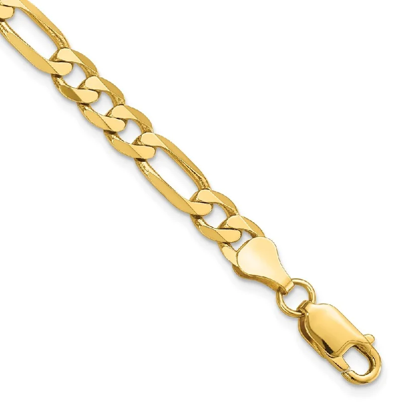 Lattice texture bracelet-14k Yellow Gold 6.25mm Flat Figaro Chain Bracelet, 7"