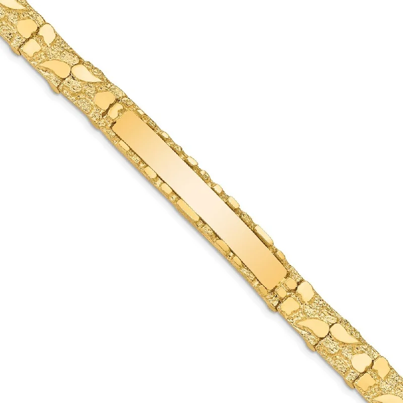 Creeper vine bracelet-14k Yellow Gold 7mm Nugget ID Bracelet, 7"