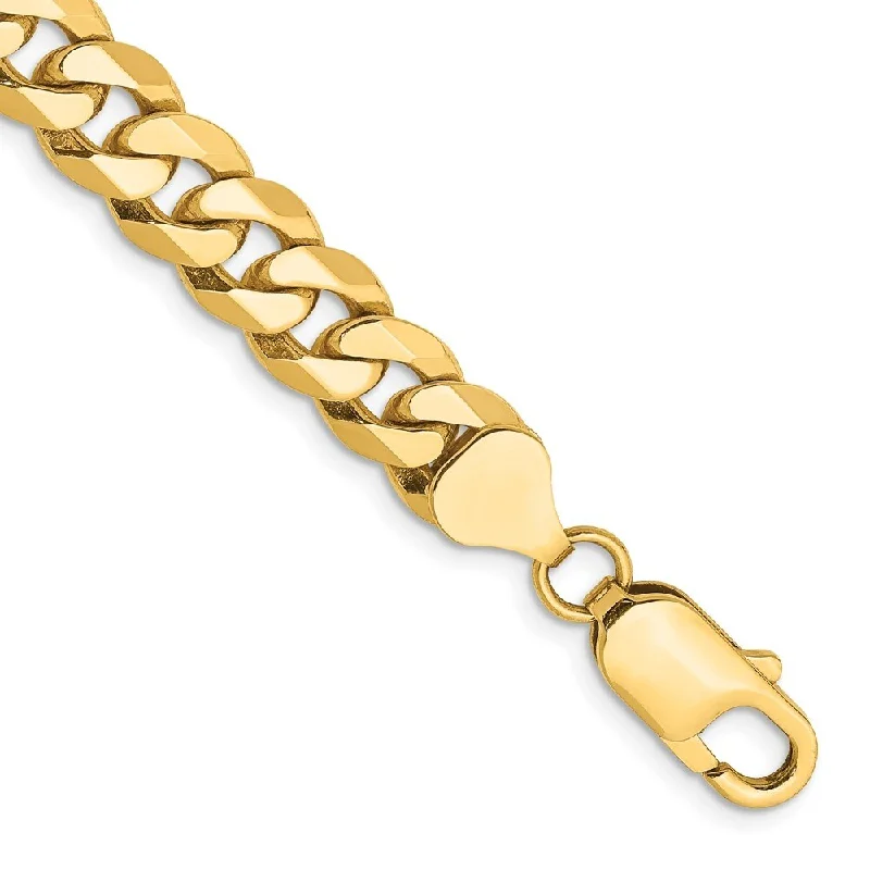 Arched band bracelet-14k Yellow Gold 8mm Flat Beveled Curb Chain Bracelet, 8.5"