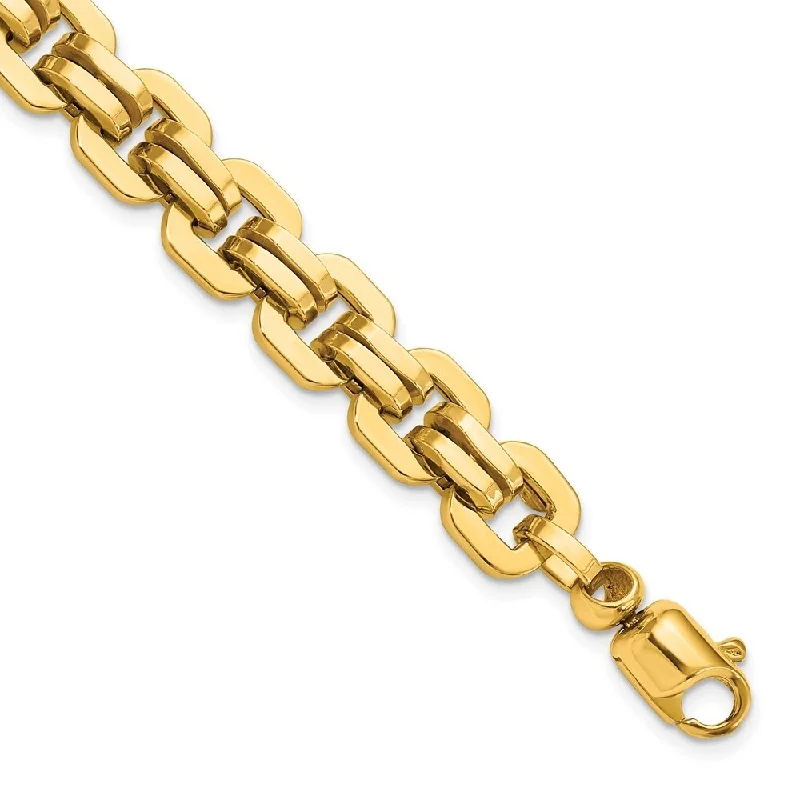 Pointed edge bracelet-14k Yellow Gold 9.76mm Men's Polished Fancy Link Bracelet, 8.5"