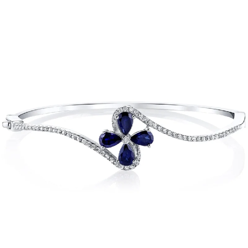 Knit stripe bracelet-2 ct Sapphire Bangle Bracelet in Sterling Silver