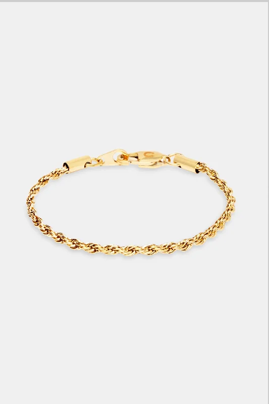 Vaulted charm bracelet-3mm Rope Bracelet - Gold