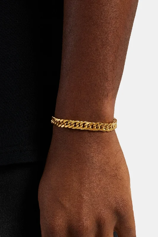 Arced band bracelet-8mm Gold Plated Square Cuban Bracelet