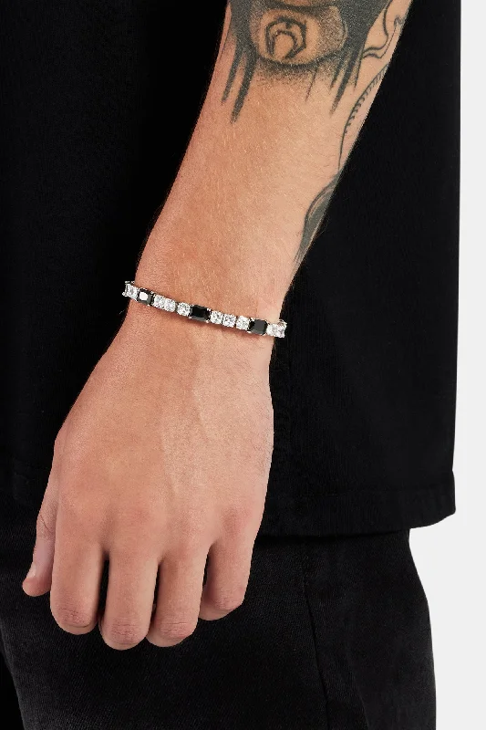 Cluster set bracelet-Black & Clear Baguette and Square Tennis Bracelet