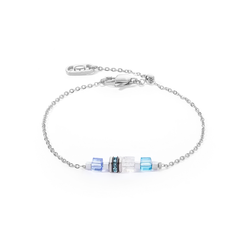 Pleated design bracelet-Bracelet Mini Cubes & Chain silver-blue