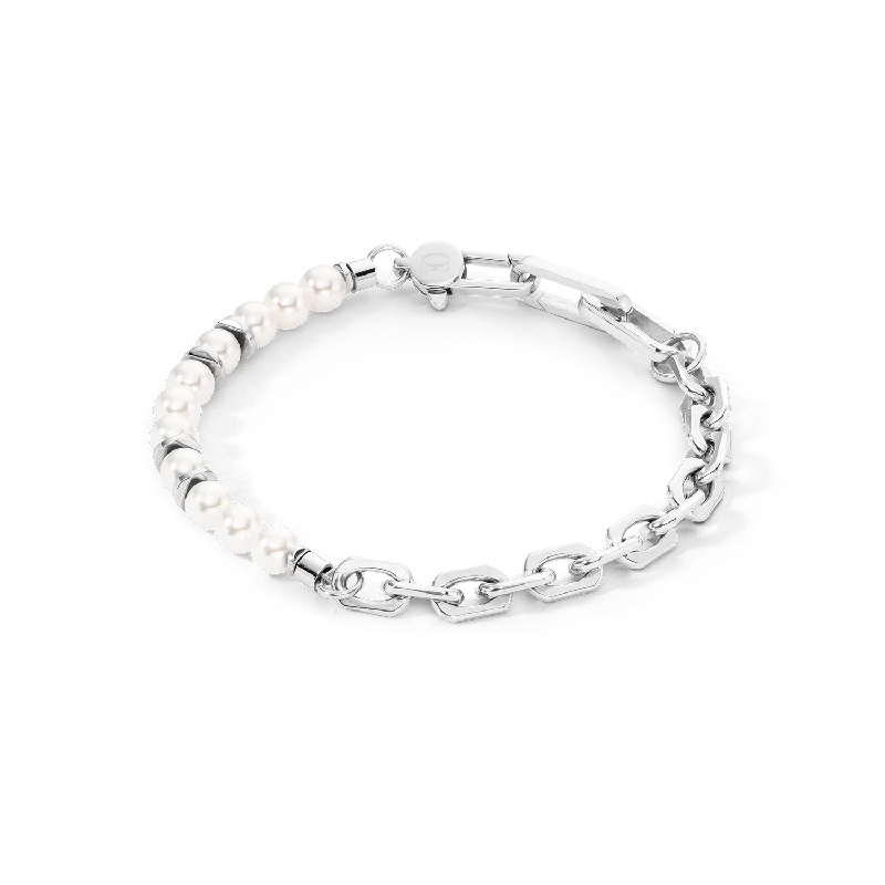 Faded stripe bracelet-Bracelet Pearls Fusion link chain white