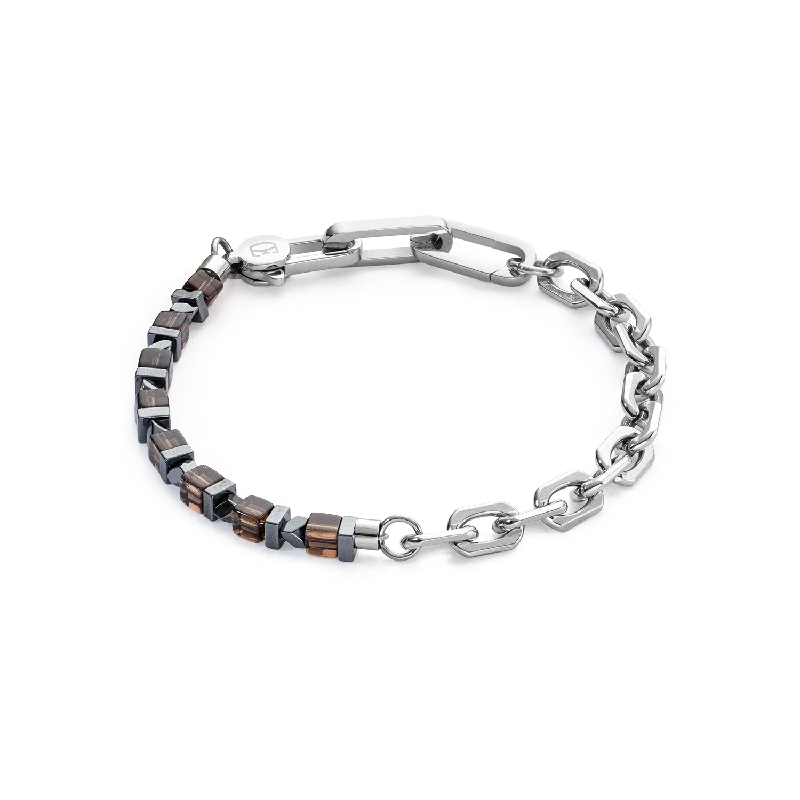 Millet stalk bracelet-Bracelet Precious Fusion link chain brown-silver