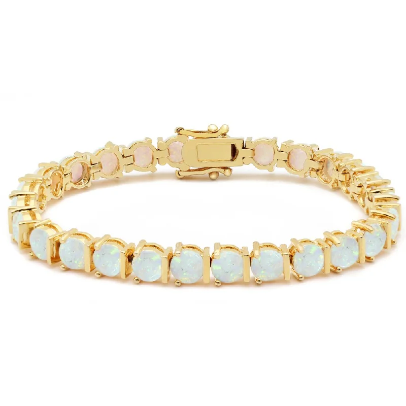 Scarlet topaz bracelet-Dolce Giavonna 14k Gold Overlay Simulated Opal Bracelet