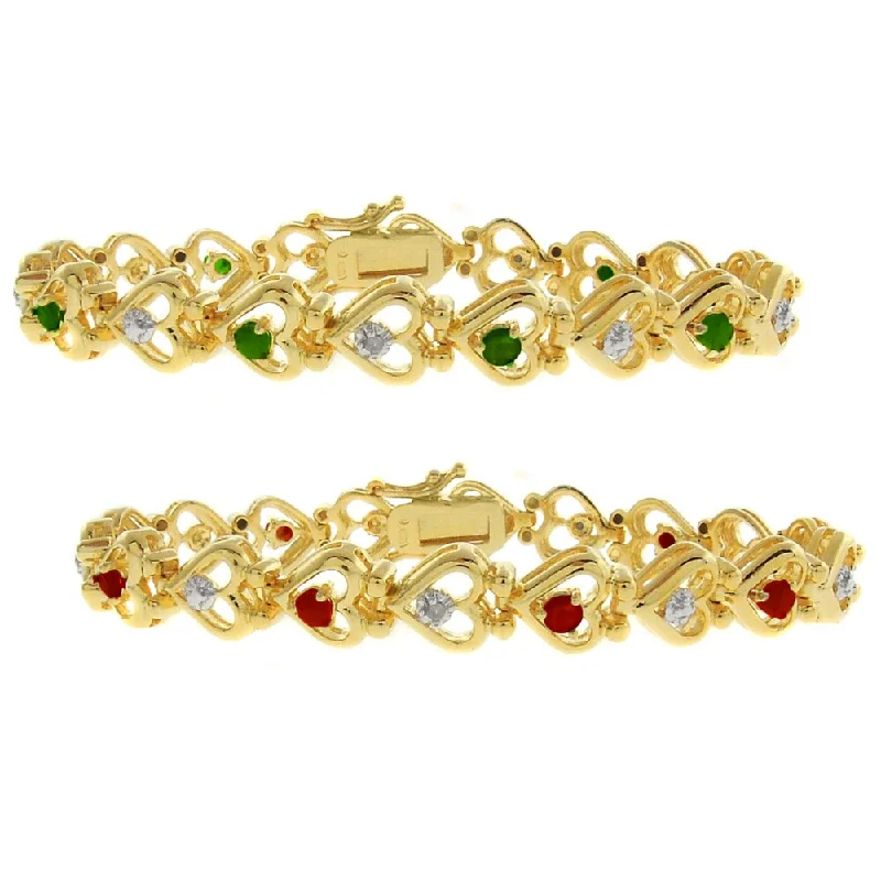 Copper cast bracelet-Dolce Giavonna 18k Gold overlay Gemstone and Diamond Accent Heart Bracelet