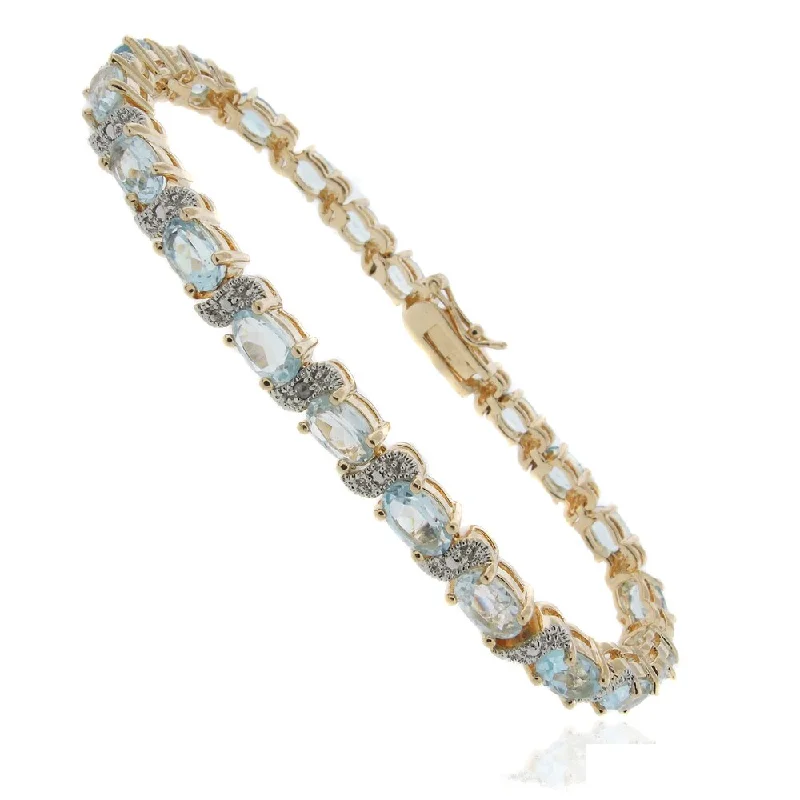 Matte stone bracelet-Dolce Giavonna 18k Gold Overlay Gemstone and Diamond 'S' Link Bracelet