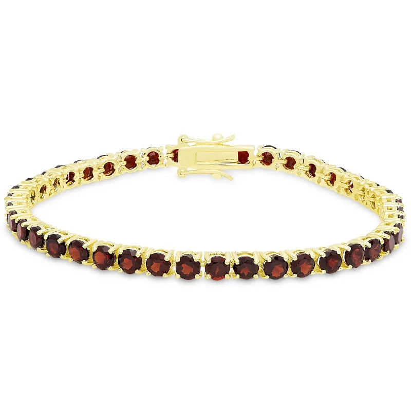 Knotted twig bracelet-Dolce Giavonna Gold Over Silver Garnet Tennis Bracelet