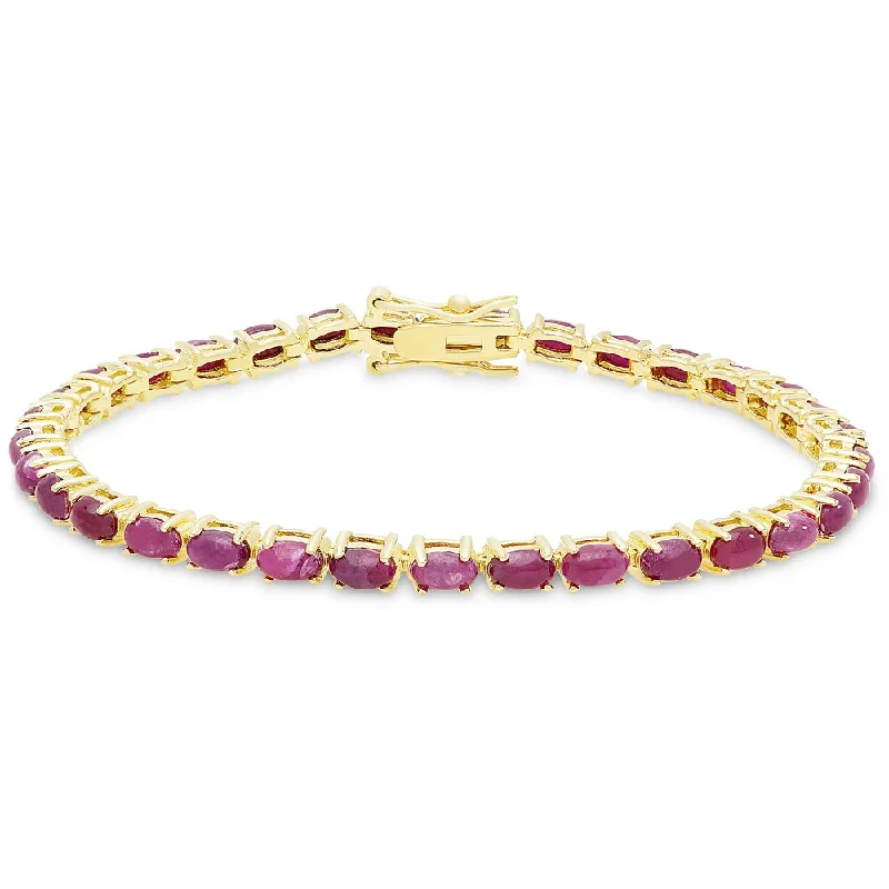 Eight-bead bracelet-Dolce Giavonna Gold Over Silver Ruby Tennis Bracelet