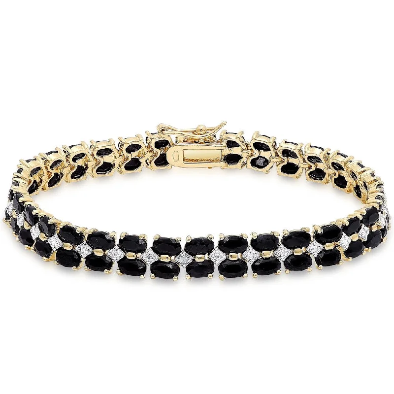 Prismatic light bracelet-Dolce Giavonna Gold over Sterling Silver Diamond Accent Gemstone 2-row Bracelet