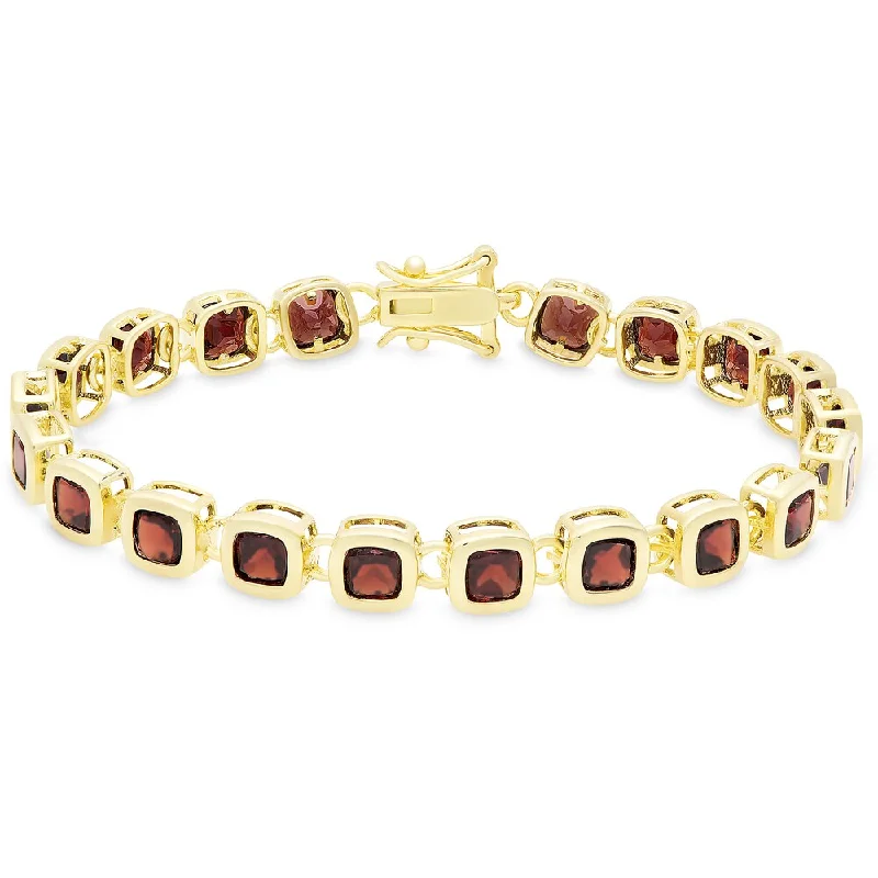 Denim weave bracelet-Dolce Giavonna Gold Over Sterling Silver Square Gemstone Link Bracelet