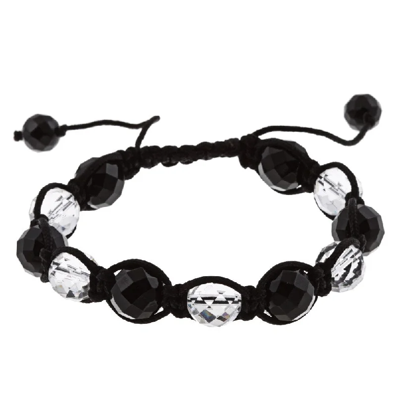 Cast metal bracelet-Dolce Giavonna Onyx and Crystal Macrame Bead Bracelet