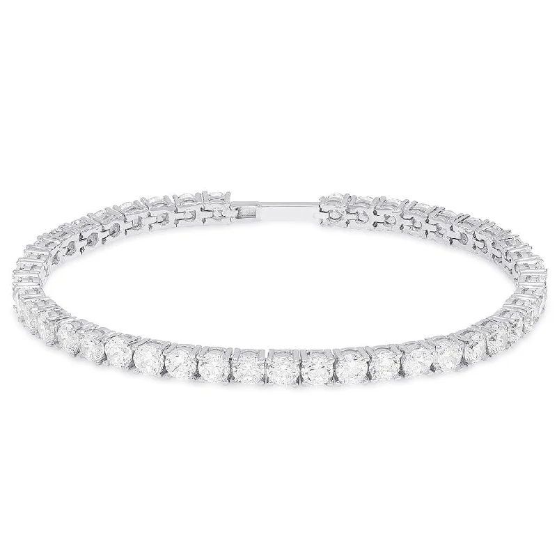 Gothic revival bracelet-Dolce Giavonna Sterling Silver Cubic Zirconia Tennis Bracelet