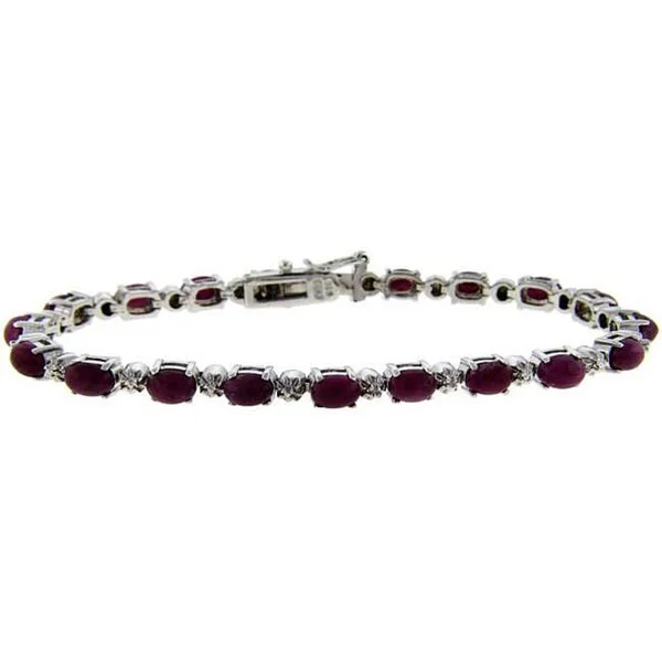 Knit stripe bracelet-Dolce Giavonna Sterling Silver Ruby and Diamond Accent Bracelet