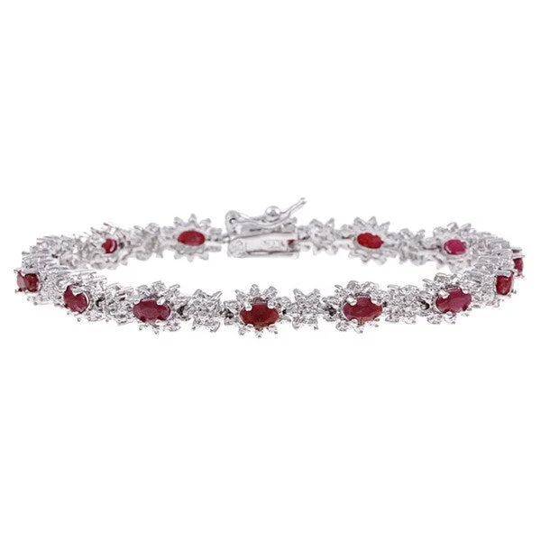 Minoan gold bracelet-Dolce Giavonna Sterling Silver Ruby and Diamond Accent Bracelet