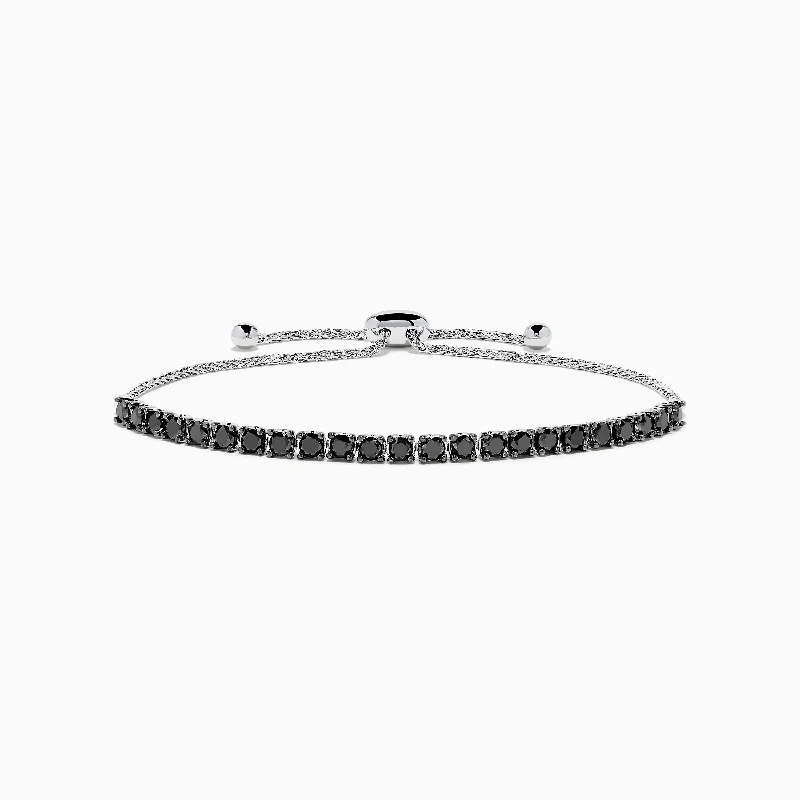 Trefoil knot bracelet-14K White Gold Black Diamond Bolo Bracelet