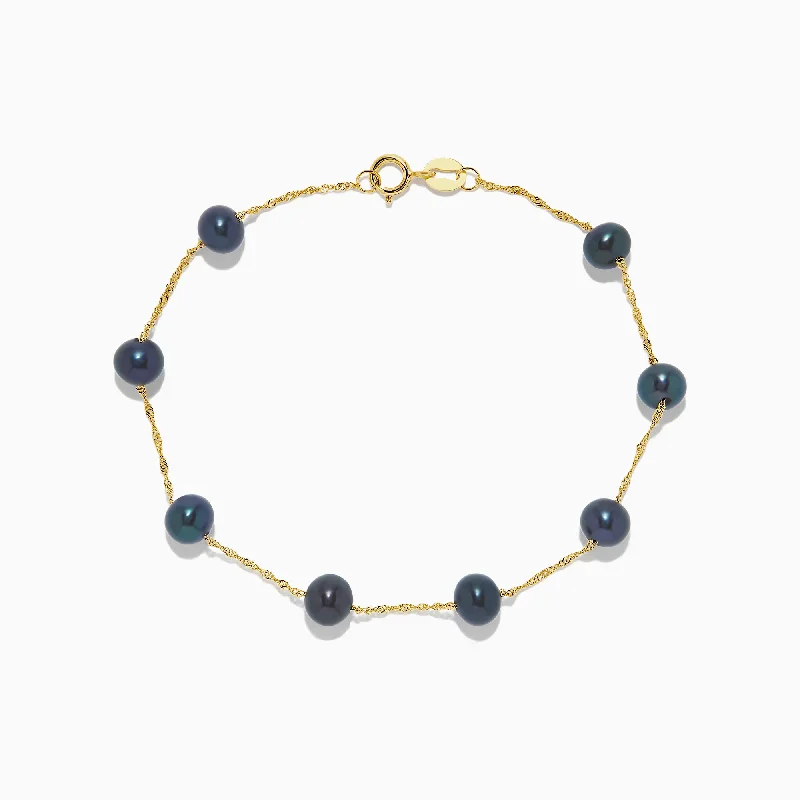 Stellar glow bracelet-14K Yellow Gold Tahitian Pearl Station Bracelet