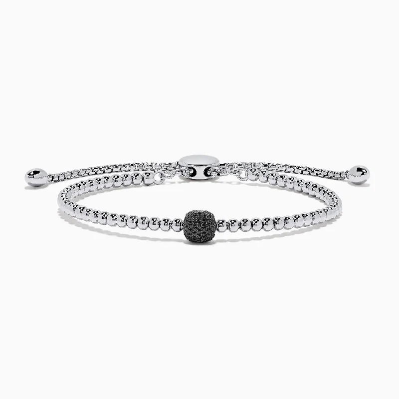 Abstract print bracelet-925 Sterling Silver Black Diamond Bracelet, 0.22 TCW