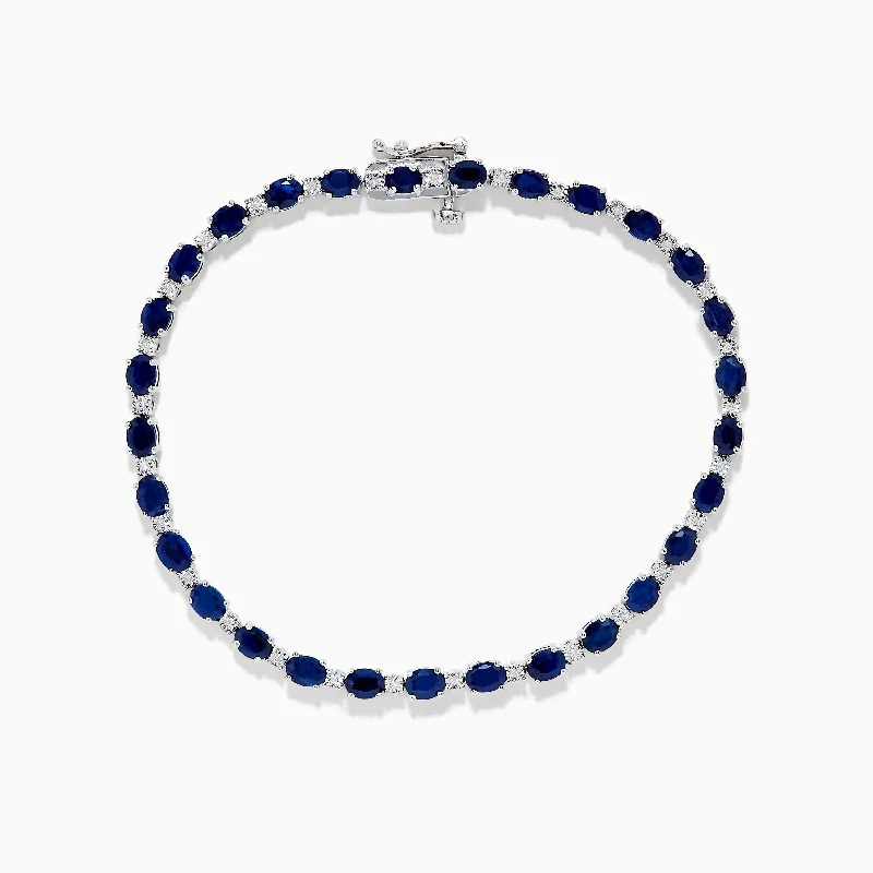 Hexagonal zircon bracelet-925 Sterling Silver Blue Sapphire Tennis Bracelet