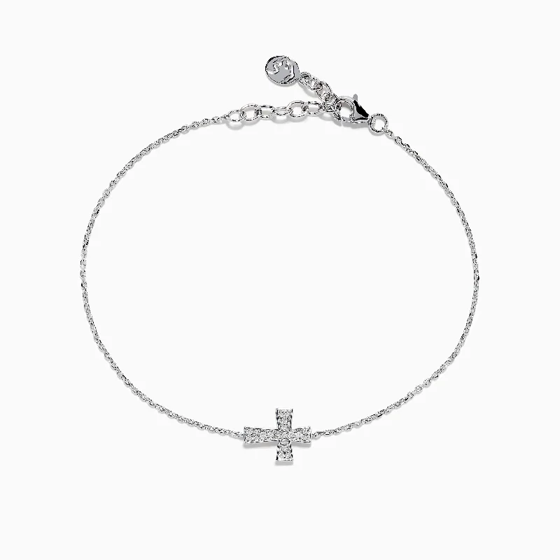 Pyrite point bracelet-925 Sterling Silver Diamond Cross Bracelet